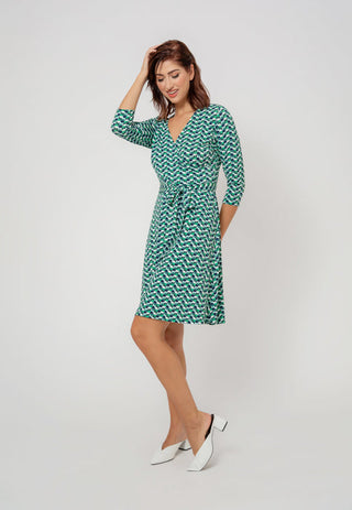 Leota Women's Perfect Wrap 3/4 Sleeve Dress Blue