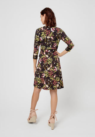 Leota Women's Perfect Wrap 3/4 Sleeve Dress Black Size Large