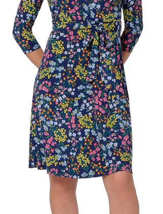 Leota Women's Perfect Long Sleeve Faux Wrap Dress Blue Size Large