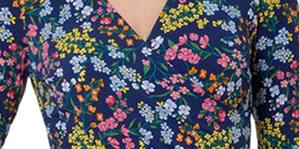 Leota Women's Perfect Long Sleeve Faux Wrap Dress Purple Size Medium