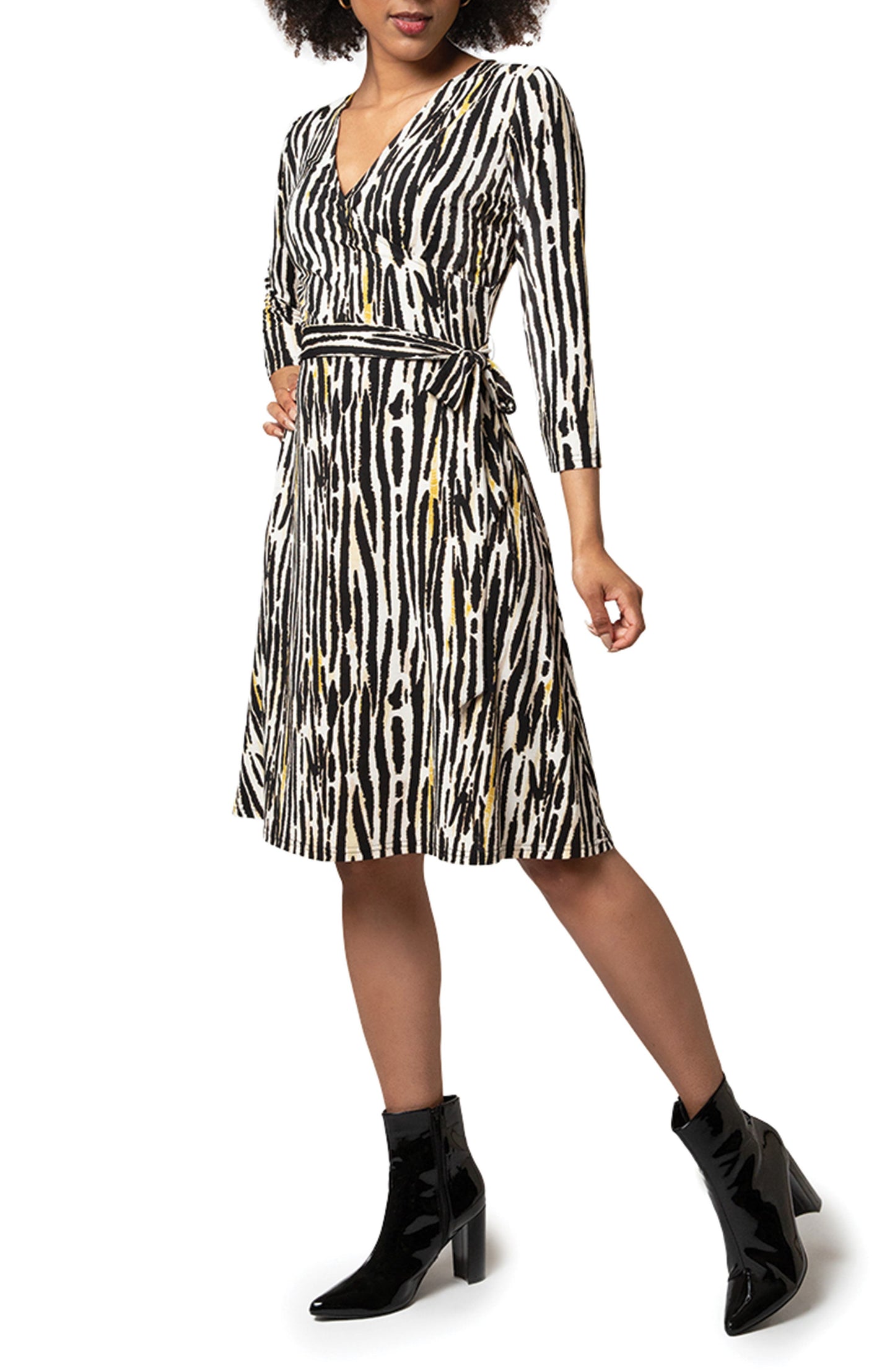 Leota Perfect Wrap Dress in Inky Zebra Black Size XL