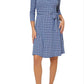 Leota Women's Perfect Long Sleeve Faux Wrap Dress Blue Size Large