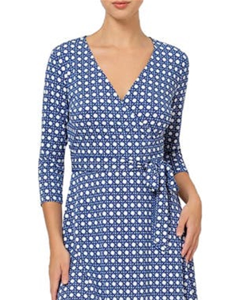 Leota Women's Perfect Long Sleeve Faux Wrap Dress Blue Size Large