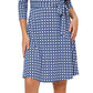 Leota Women's Perfect Long Sleeve Faux Wrap Dress Blue Size Large