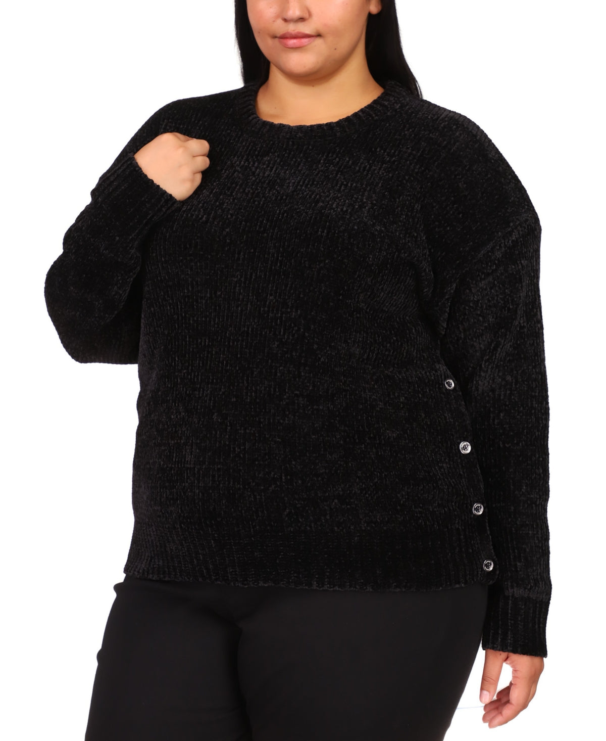 Michael Michael Kors Plus Size Chenille Button Detail Sweater