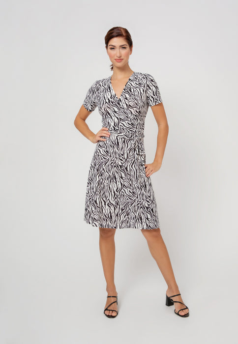 Leota Women's Perfect Wrap Cap Sleeve Dress Gray