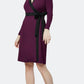 Leota Women's Kara Sequin Long Sleeve Faux Wrap Dress Purple Size Small