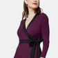Leota Women's Kara Sequin Long Sleeve Faux Wrap Dress Purple Size Small