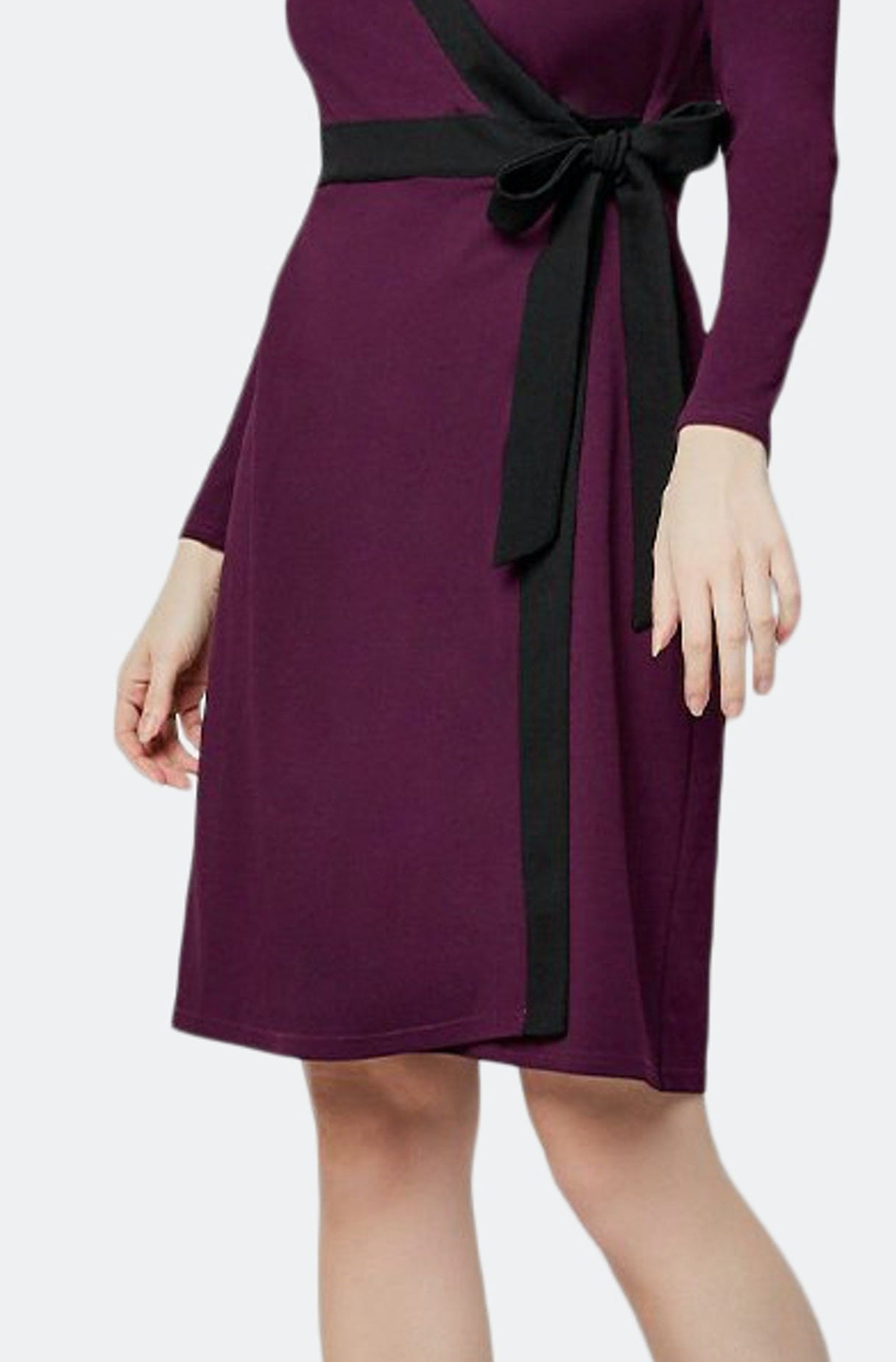 Leota Women's Kara Sequin Long Sleeve Faux Wrap Dress Purple Size Small