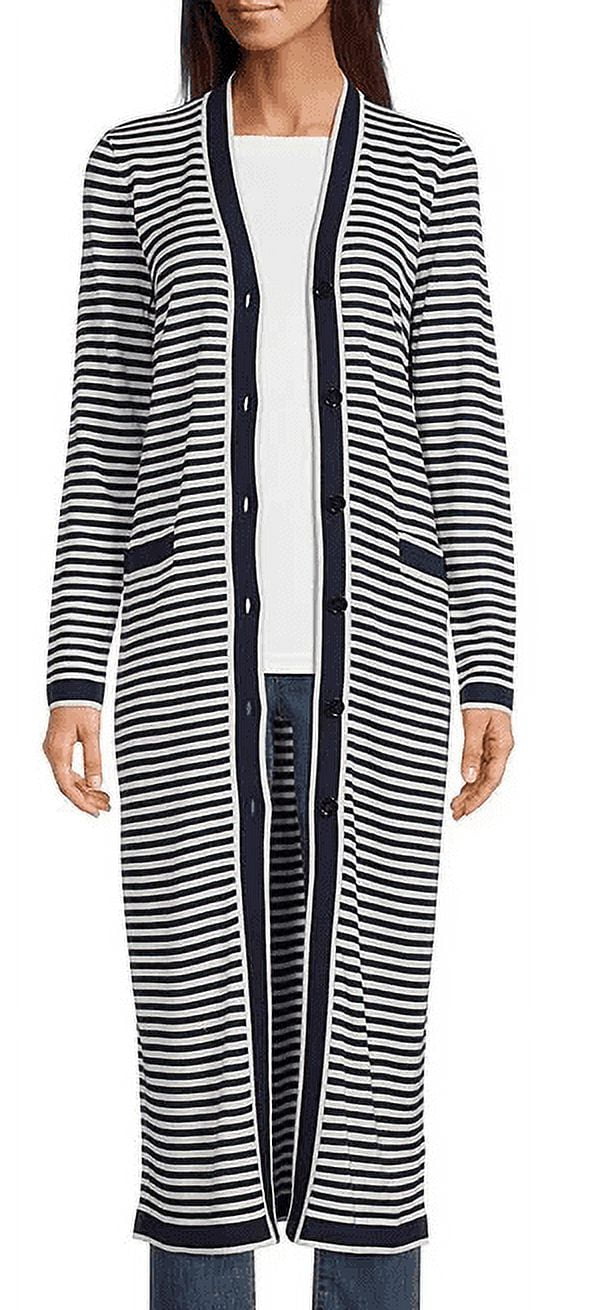 Ralph Lauren Women's Striped Button Front Cardigan Navy/White Size L