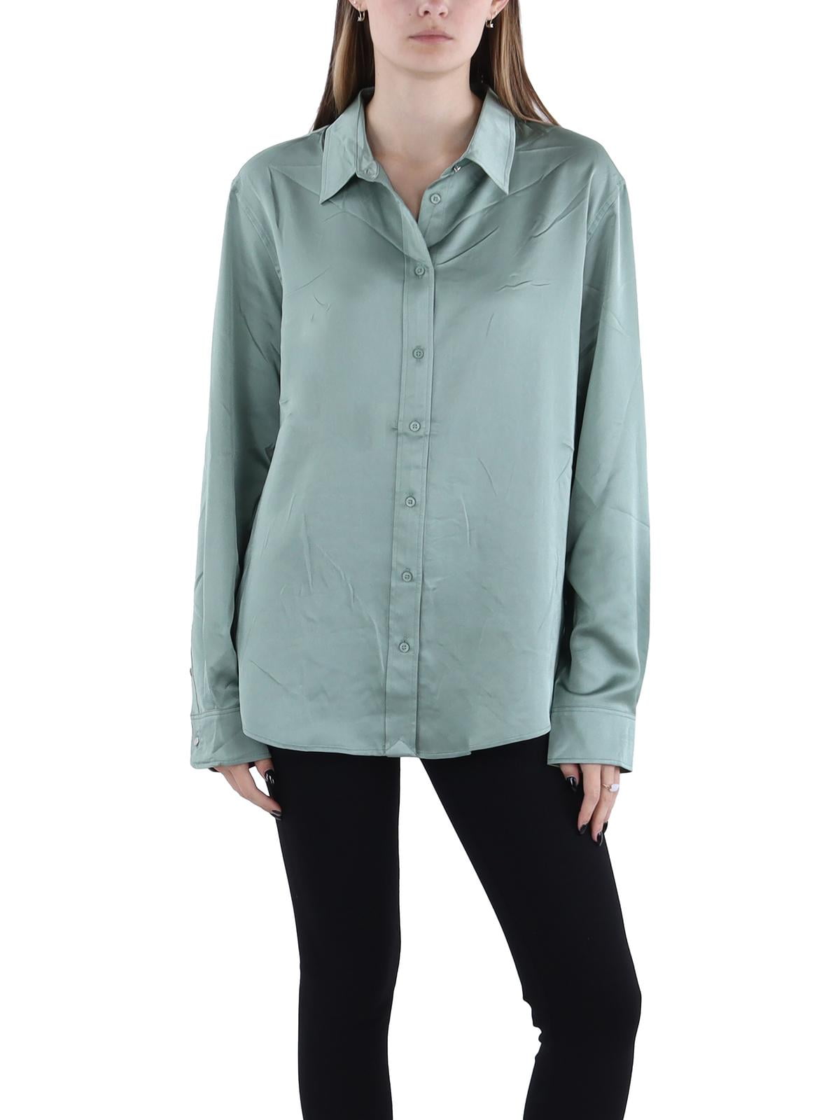 LAUREN Ralph Lauren Satin Charmeuse Shirt Green Size XL
