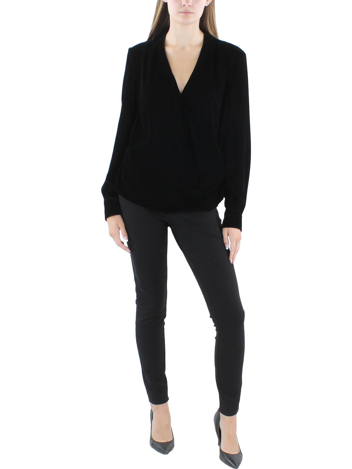 Lauren Ralph Lauren Women's Velvet Surplice Blouse Black