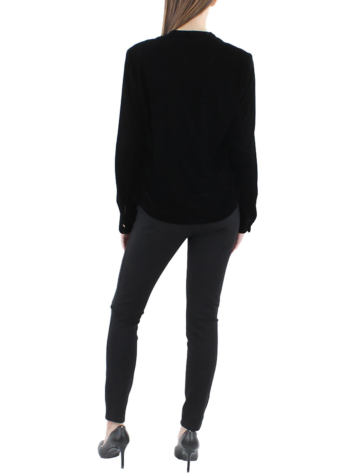 Lauren Ralph Lauren Women's Velvet Surplice Blouse Black