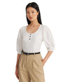 LAUREN Ralph Lauren Stretch Cotton Puff-Sleeve Henley Tee