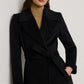 LAUREN Ralph Lauren Belted Wool-Blend Wrap Coat Black Size 12