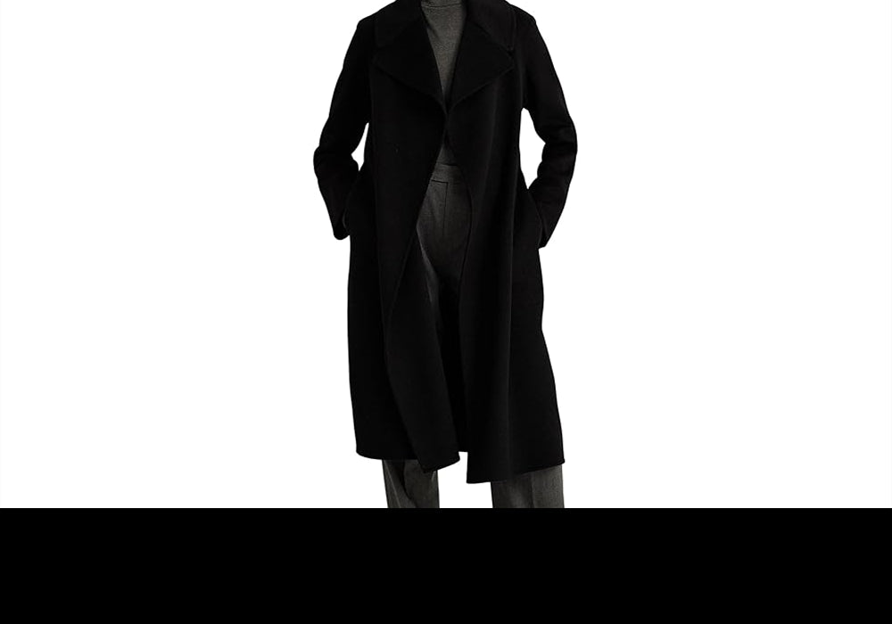 LAUREN Ralph Lauren Belted Wool-Blend Wrap Coat Black Size 12