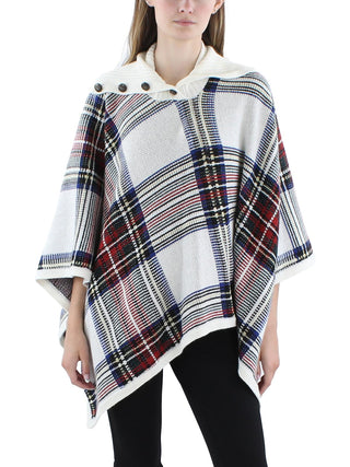 Lauren Ralph Lauren Women's Checked Plaid Wool-Blend Poncho Sweater Multi