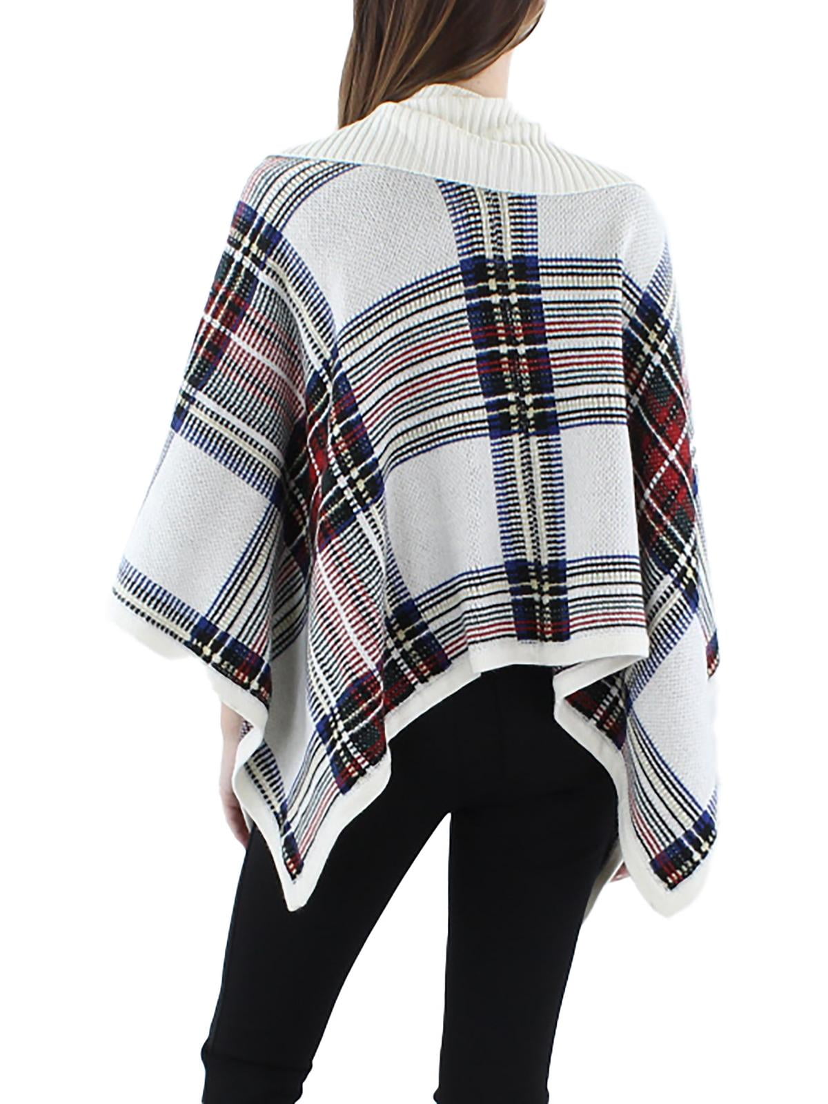 Lauren Ralph Lauren Women's Checked Plaid Wool-Blend Poncho Sweater Multi