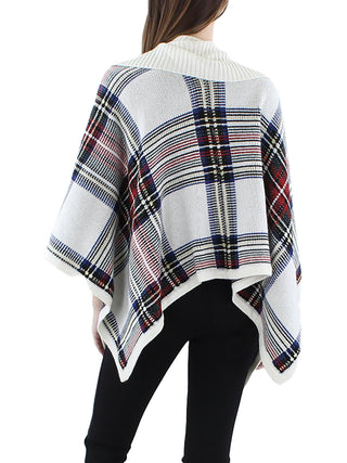 Lauren Ralph Lauren Women's Checked Plaid Wool-Blend Poncho Sweater Multi