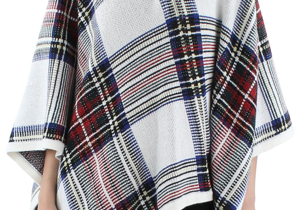 Lauren Ralph Lauren Women's Checked Plaid Wool-Blend Poncho Sweater Multi