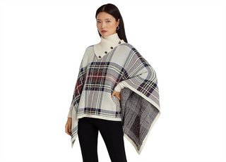 Lauren Ralph Lauren Women's Checked Plaid Wool-Blend Poncho Sweater Multi