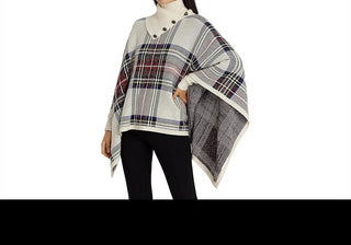 Lauren Ralph Lauren Women's Checked Plaid Wool-Blend Poncho Sweater Multi