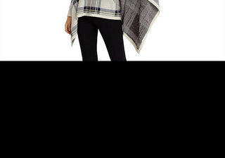 Lauren Ralph Lauren Women's Checked Plaid Wool-Blend Poncho Sweater Multi