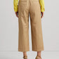 Lauren Ralph Lauren Women's Pleated Cotton Twill Cropped Pants Birch Tan Size 16