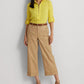 Lauren Ralph Lauren Women's Pleated Cotton Twill Cropped Pants Birch Tan Size 16