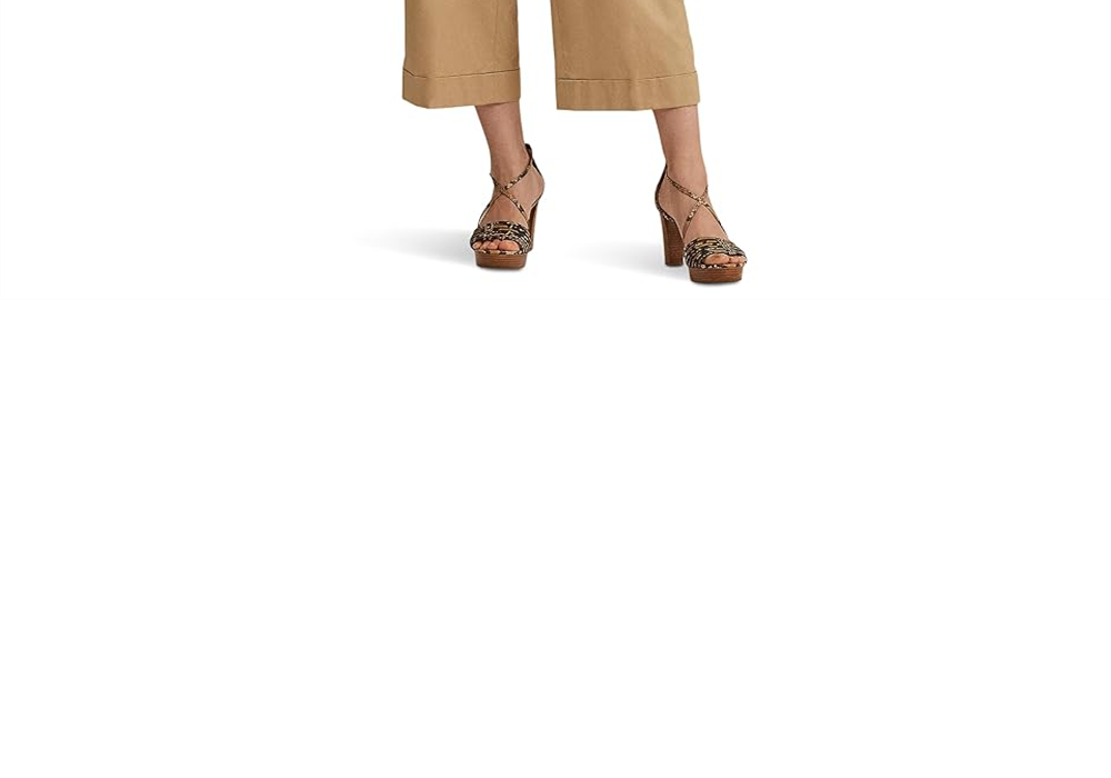 Lauren Ralph Lauren Women's Pleated Cotton Twill Cropped Pants Birch Tan Size 16