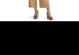 Lauren Ralph Lauren Women's Pleated Cotton Twill Cropped Pants Birch Tan Size 16