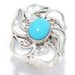 Artisan Silver by Samuel B. Sleeping Beauty Turquoise & Mother-of-Pearl Flower Ring, 5.89 grams