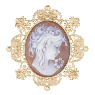 Cameo Italiano "Anne" Shell Cameo Vintage-Style Pendant/Brooch