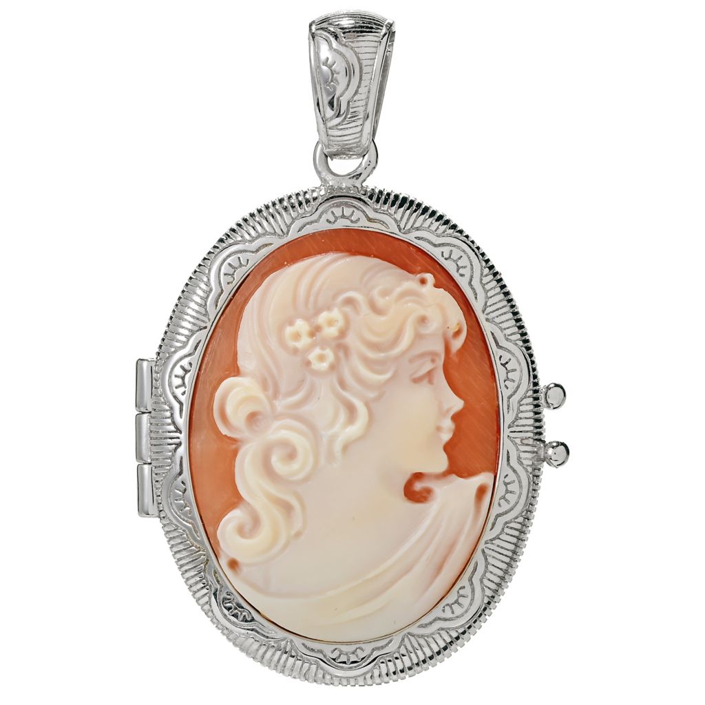 Cameo Italiano "Carousel" 29x22mm Shell Portrait Cameo Locket