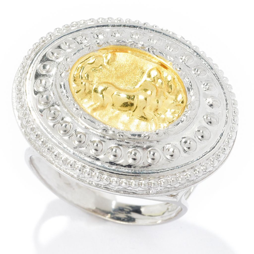 Tagliamonte Two-tone Gold Plated Sterling Silver Chariot Cameo Ring