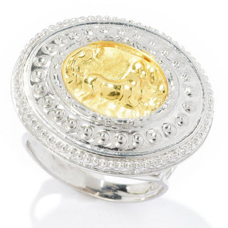 Tagliamonte Two-tone Gold Plated Sterling Silver Chariot Cameo Ring