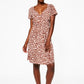 Leota Sweetheart Faux Wrap Dress in Leo Coral Almond ,  Brown