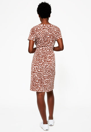 Leota Sweetheart Faux Wrap Dress in Leo Coral Almond ,  Brown