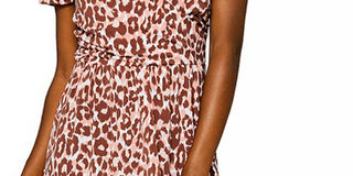 Leota Sweetheart Faux Wrap Dress in Leo Coral Almond ,  Brown