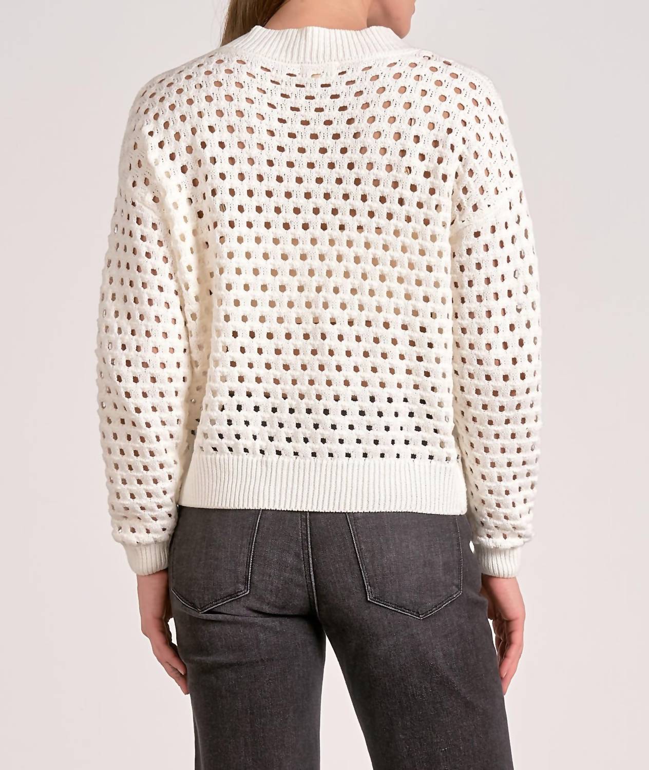 Elan - Zip Up Crochet Sweater Cardigan