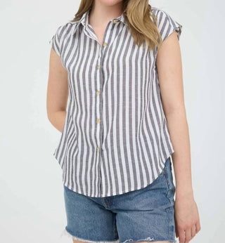 Blu Pepper - Stripe Collared Short Sleeve Button Down Shirt