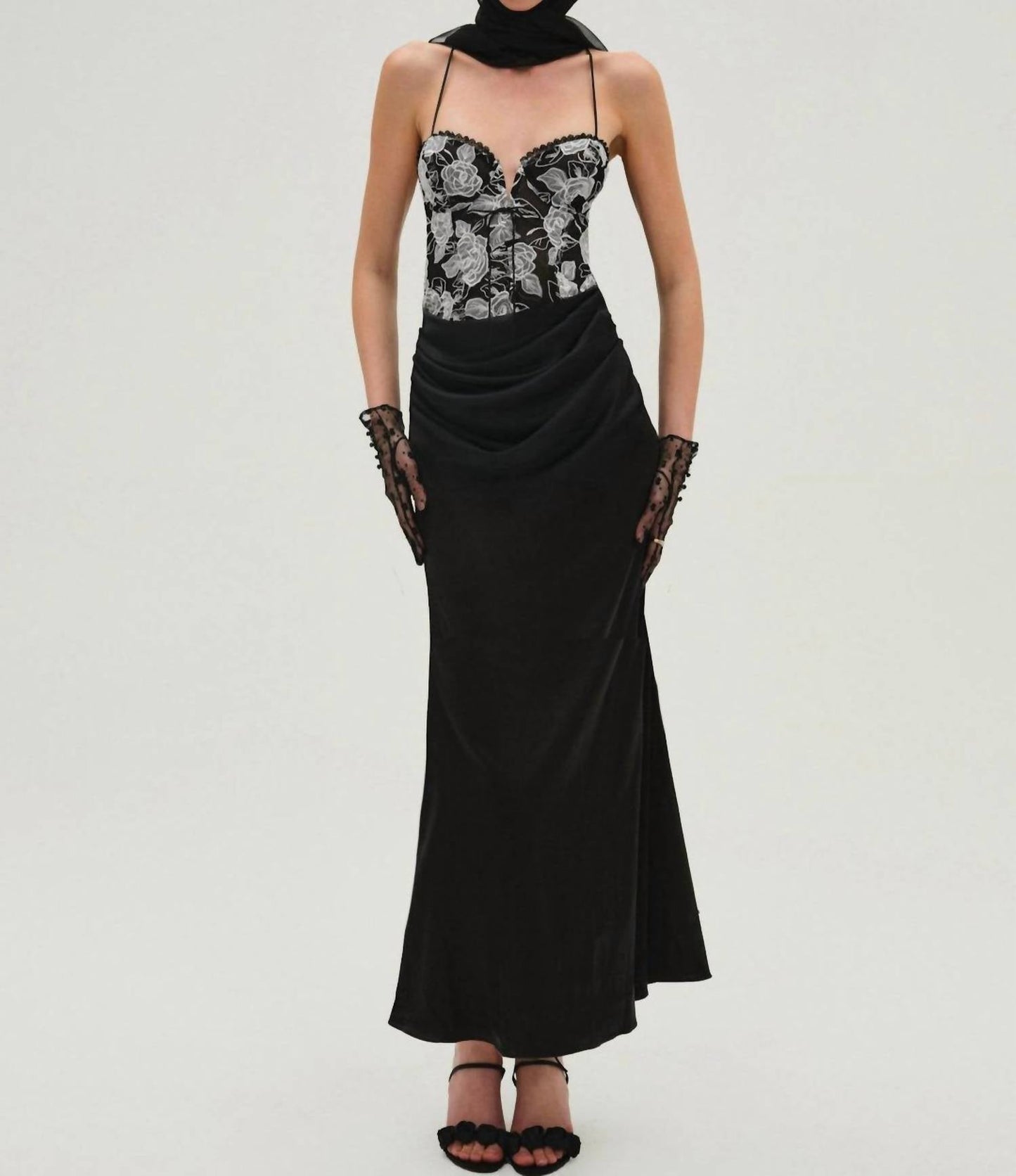 For Love & Lemons - Embroidered Roses Maxi Dress