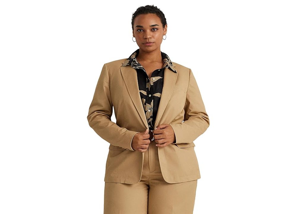 LAUREN Ralph Lauren Cotton Twill Blazer Beige Size 0