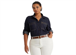LAUREN Ralph Lauren Plus-Size Denim Shirt Blue Size 2X