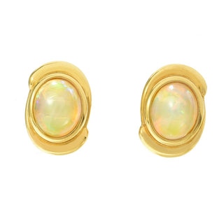 18K Gold Plated 10x8mm Ethiopian Opal Stud Earrings