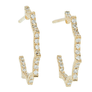 LALI Jewels 14K Gold Polished 0.28ctw Diamond Geometric J-Hoop Earrings