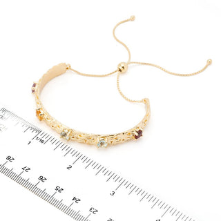 Donna Gemma 2.18ctw Multi Gem Adjustable Slide Byzantine Bolo Bracelet