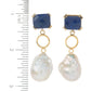 18K Gold Plated Choice of Opaque Gemstone & Baroque Cultured Pearl Earrings