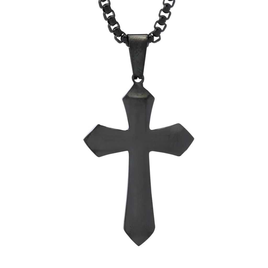 Invicta Jewelry Men's Stainless Steel Cross Pendant w/ Chain