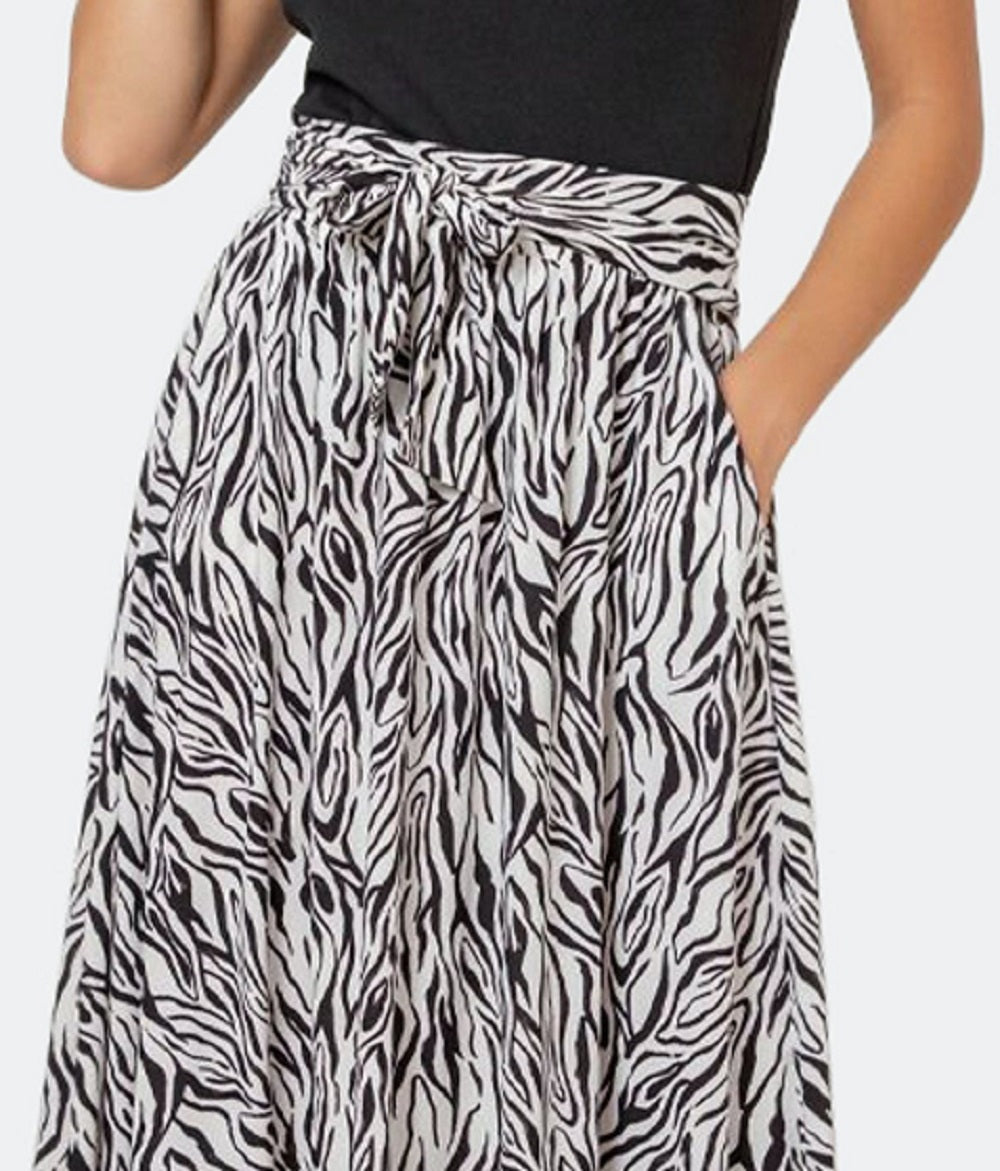 Leota Women's Mindy Skirt in Woodgrain Zebra Black Beauty Marshmallow Large Lord & Taylor White
